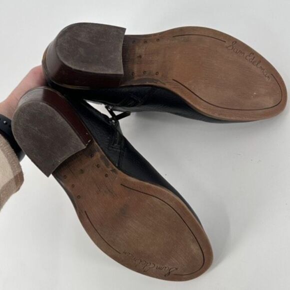 Sam Edelman Leather Buckle Ankle Booties Black Boots Size 8‎ Style Petal - Picture 9 of 11